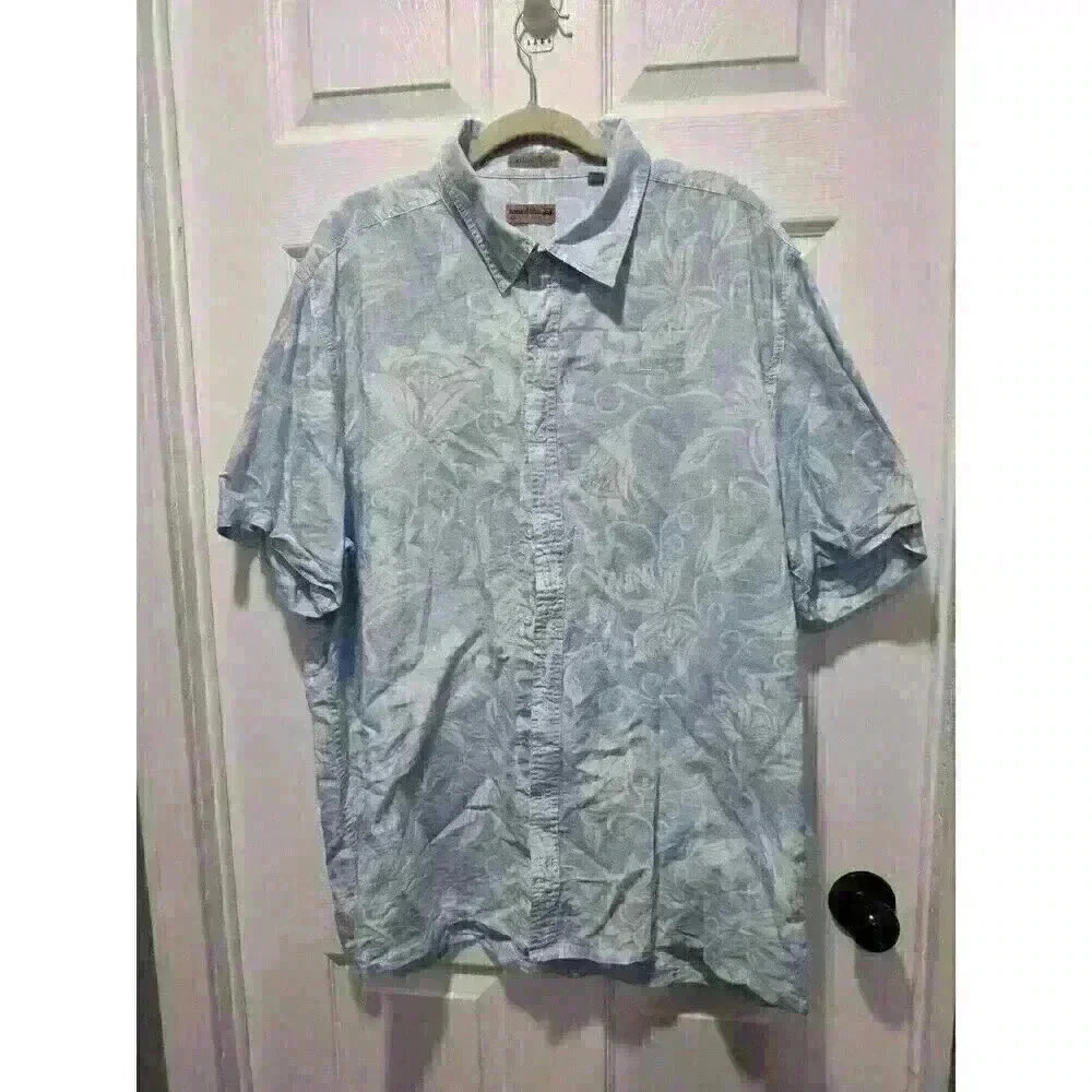Natural Blue Premium Visitor Tropical‎ Shirt Linen Blend Shirt 2XL